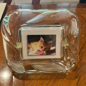 Sold Vintage thick glass etched tulip picture frame. GUC!